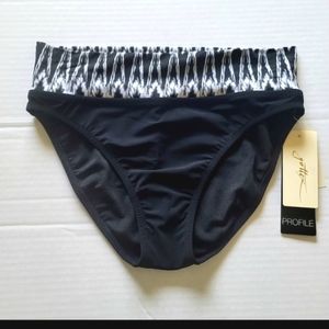 Gotex Profile womens foldover bikini bottom size 8 black white Swimsuit NWT